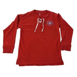 Montreal Canadiens NHL Lace-Up Pullover Jersey Sweatshirt - Size L (42/44)